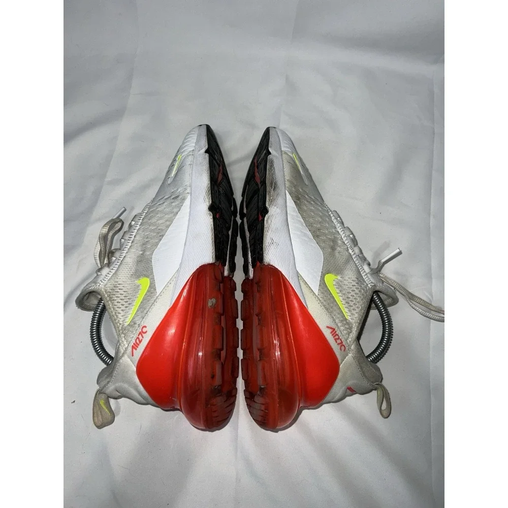 Nike White/Red/Yellow Solid Low Top Lace-Up Athletic Sneakers Air Max 270 Size10